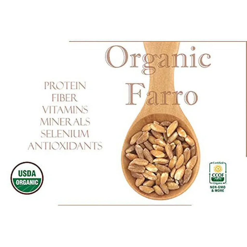 Organic Italian Pearled Farro - Raw, Non-GMO, Vegan, Bulk, Protein, Fiber Rich, Kosher (7LB)