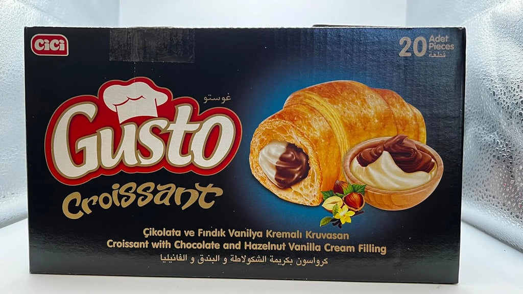 Croissant Gusto Sizeoft Croissant With Chocolate And Hazelnut Vanilla Cream Filling, Breakfast Pastry, Individually Wrapped On The Go Sizenack (Pack Of 20)