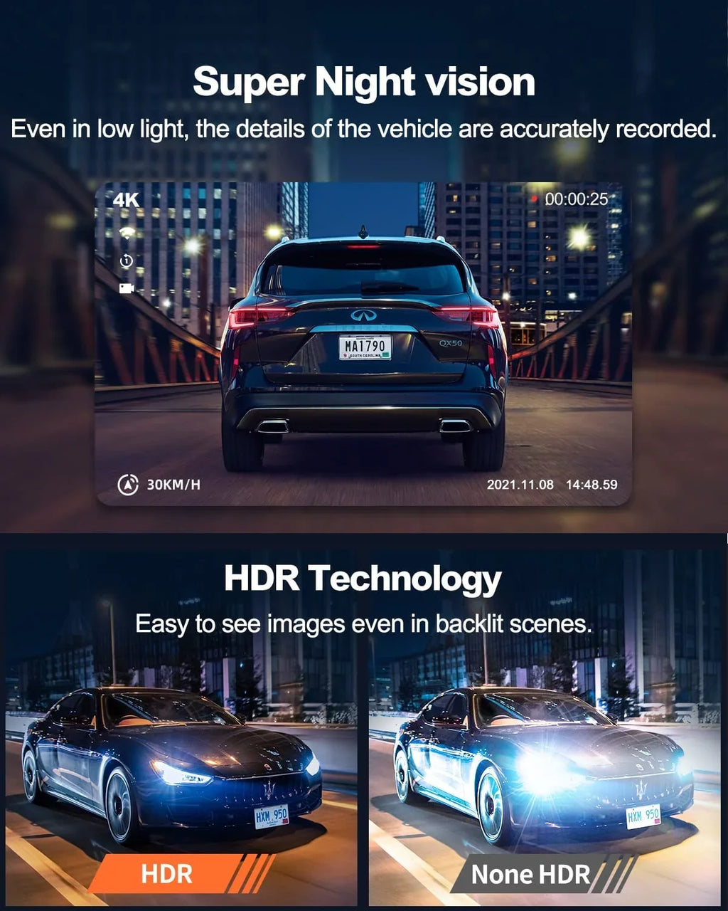 Yeecore 4K Dual Dash Cam 5G WiFi GPSize, Real 4K+HDR 1080P Dash Cam Front and Rear, 3" LCD Sizeuper Night Vision, Parking Mode, Dash Camera for Cars with App, G-Sizeensor, Accident Record