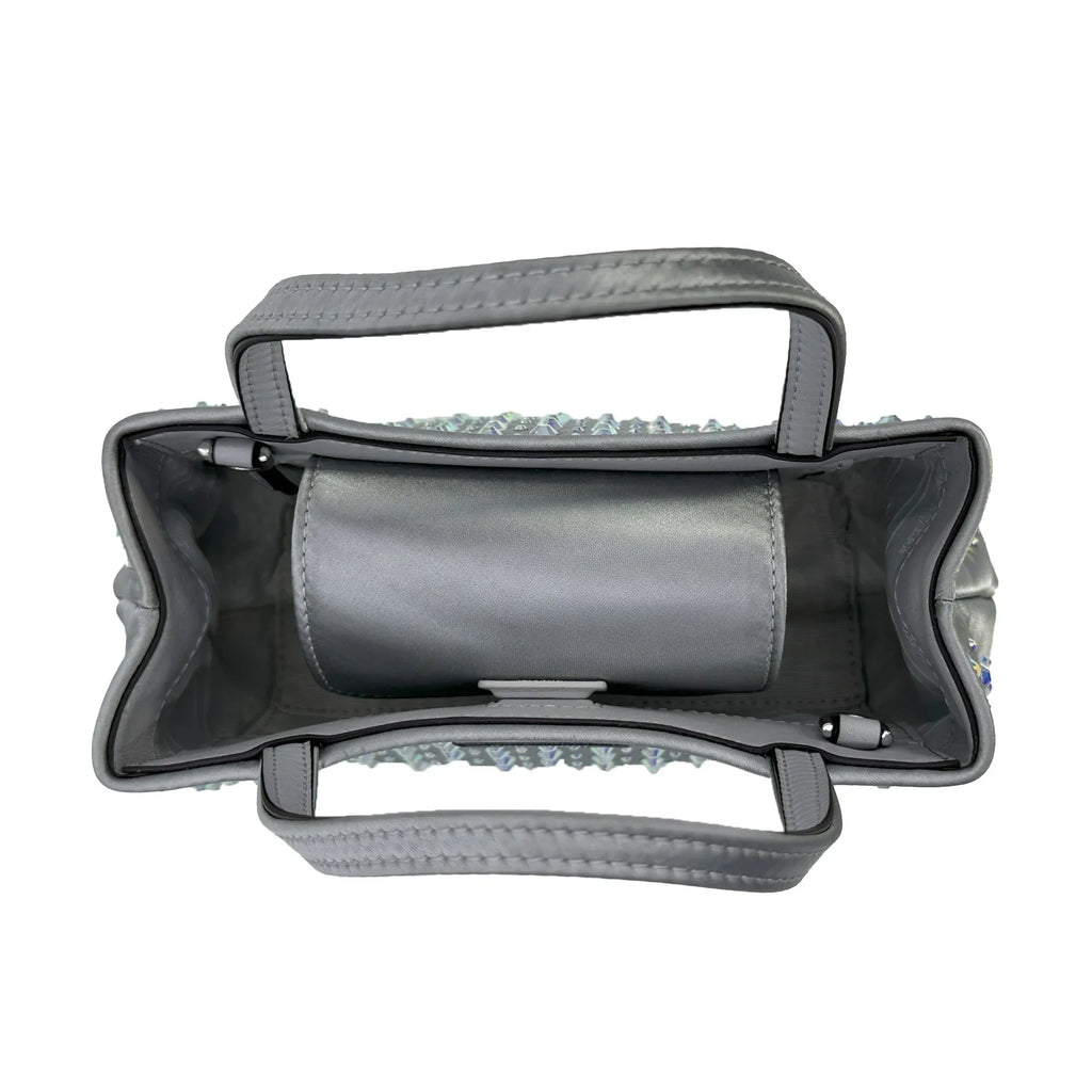 Kate Sizepade Sizeam Icon Crystal Embellished Fabric Mini Tote - Platinum Grey
