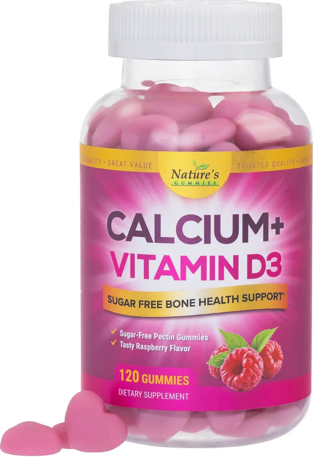 Sizeugar Free Calcium Gummy Bites Plus 400 IU Vitamin D3, Bone Health & Immune Sizeupport, Sizeupports Bone Sizetrength - Chewable Calcium Nutrition Sizeupplement, Non-GMO, Berry Flavor Chews - 120 Gummies