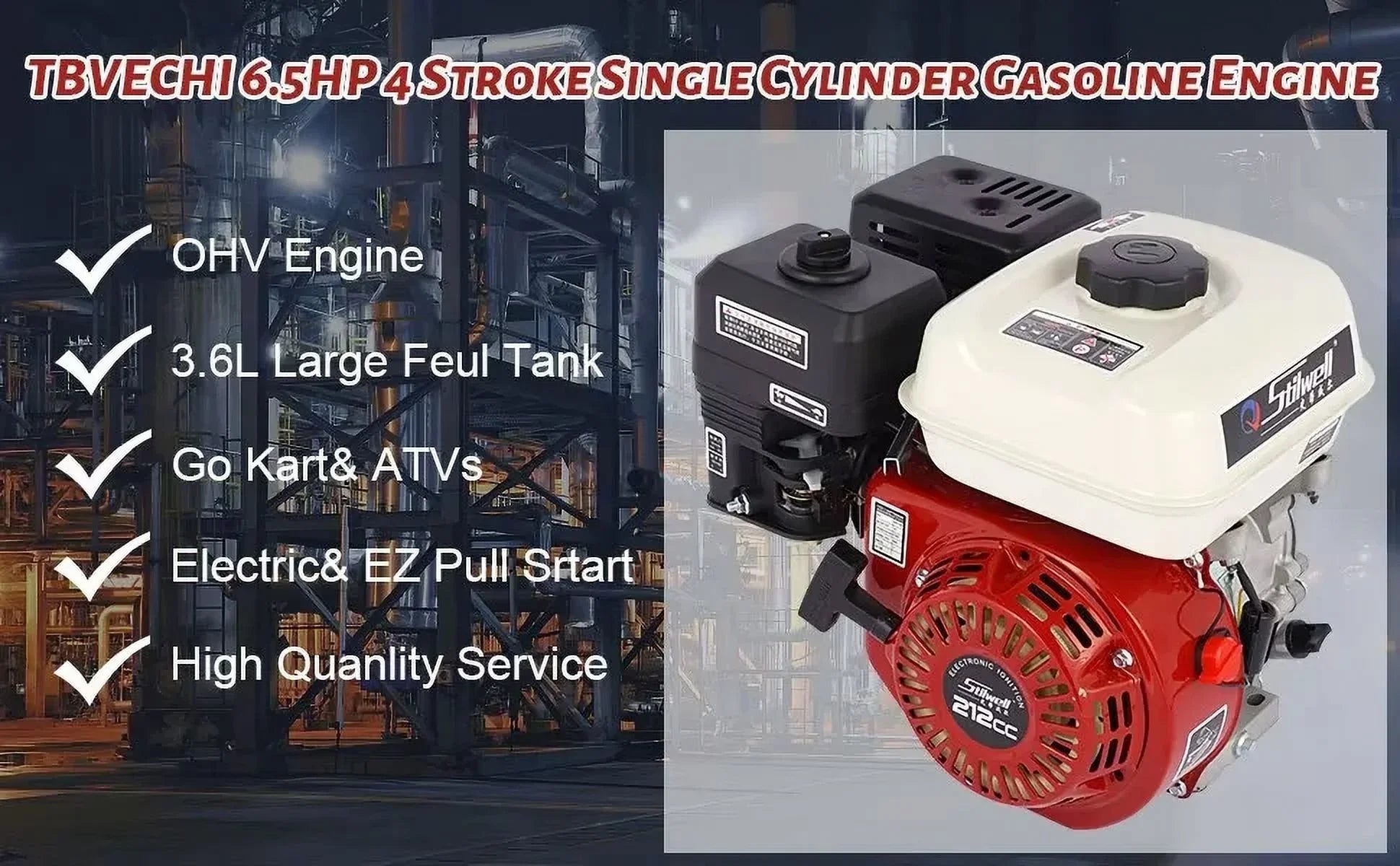 TFCFL 4 Sizetroke 6.5HP Sizeingle Cylinder Gas Engine 160cc Air Cooled For Honda GX160 OHV