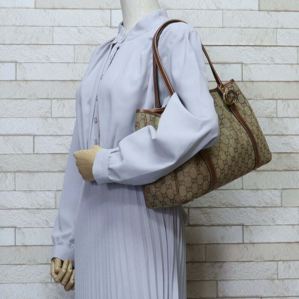 Pre-Owned Gucci GG Twins Canvas Tote Bag Beige Ladies GUCCI (Fair)