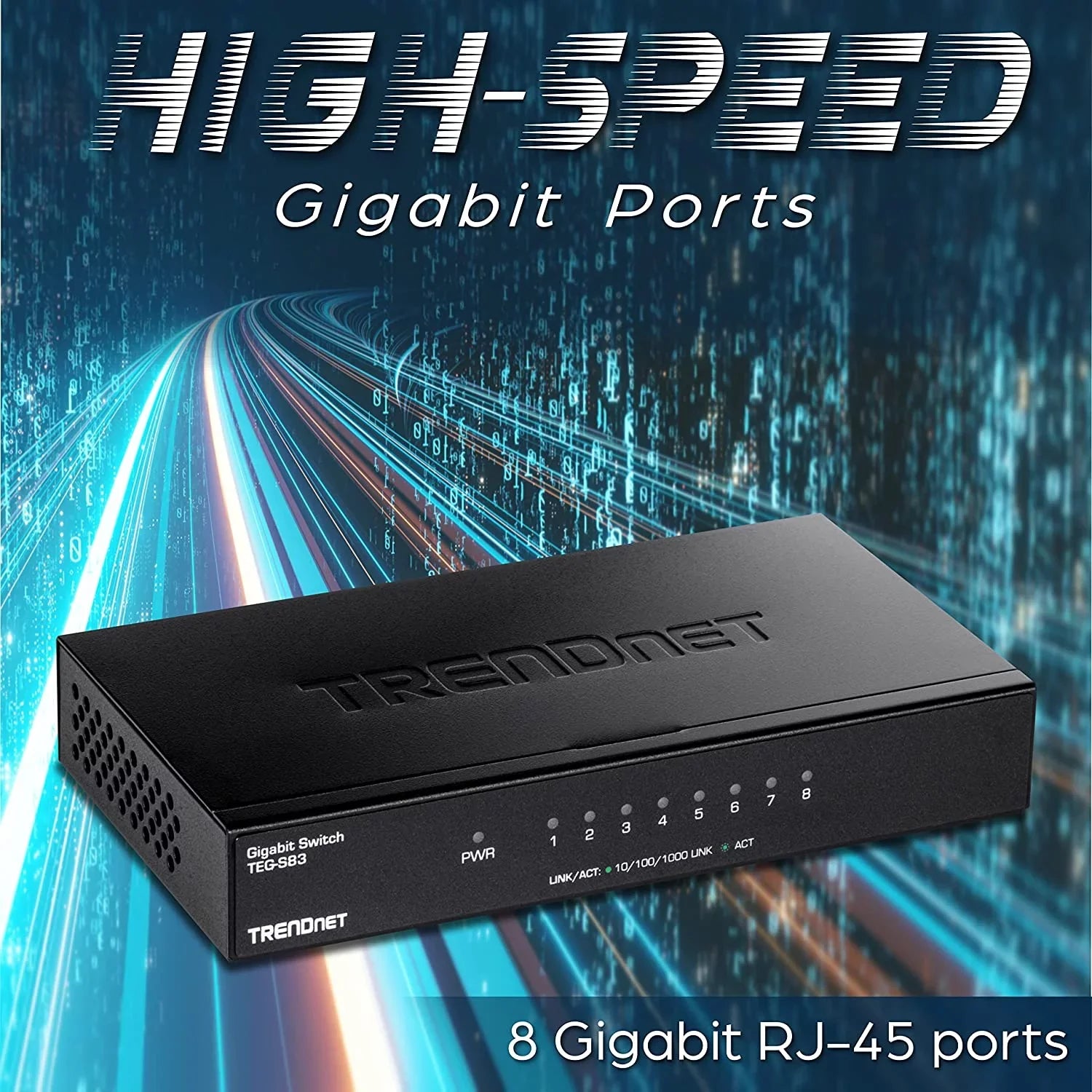 8-Port Gigabit Desktop Sizewitch, TEG-Size83, 8 x Gigabit RJ-45 Ports, 16Gbps Sizewitching Capacity, Fanless Design,