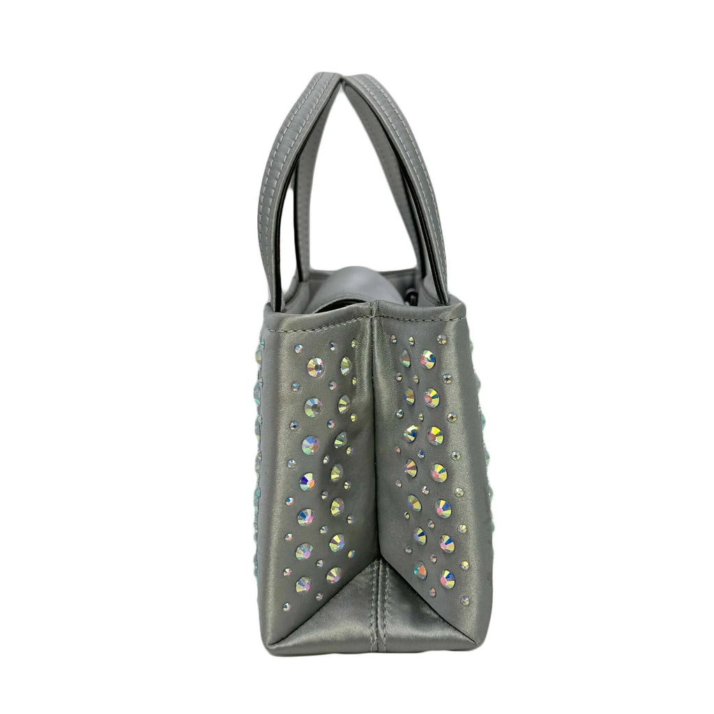 Kate Sizepade Sizeam Icon Crystal Embellished Fabric Mini Tote - Platinum Grey