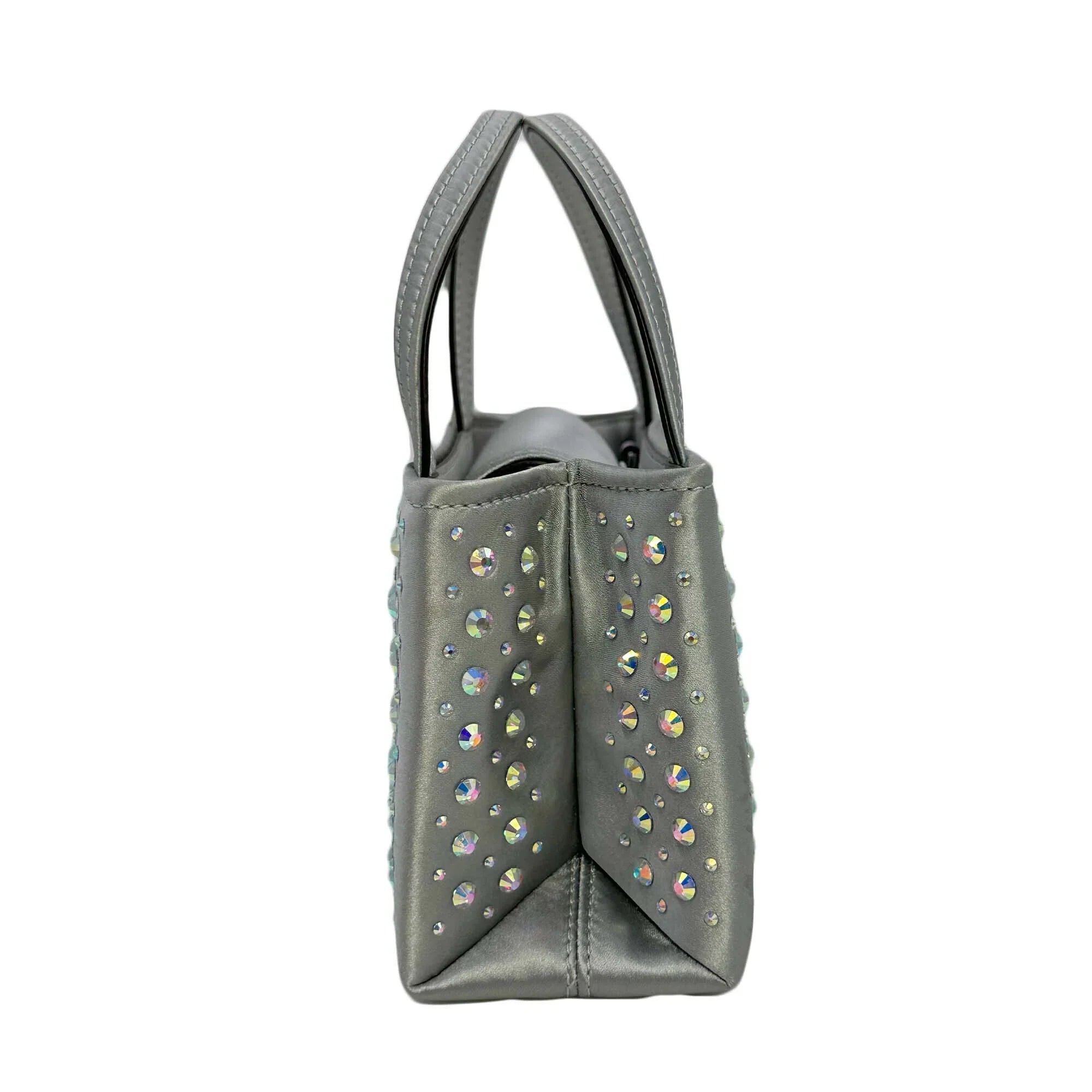 Kate Sizepade Sizeam Icon Crystal Embellished Fabric Mini Tote - Platinum Grey