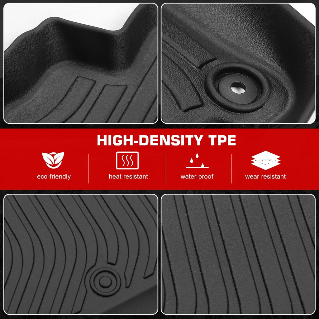 Ikon Motorsports Floor Mats & Trunk Mat Compatible With 2023-2024 Toyota Prius , Black 3D Molded Carpets Liner 1st 2nd Row Front Rear Pad 4PC TPE Thermo Plastic Elastomer All Weather Protector