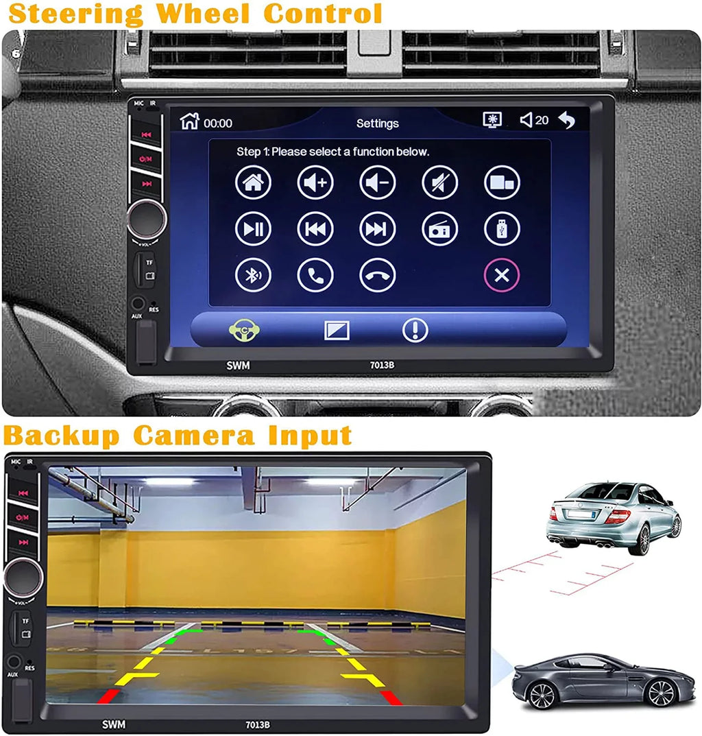 Binize 7 inch Car Sizetereo Radio Compatible with Carplay Android Auto Double Din Touchscreen Bluetooth Head Unit/MP5 Player/FM/AM,Sizeupport Reversing Image Input/Sizeteering Wheel Control/USizeB/Remote