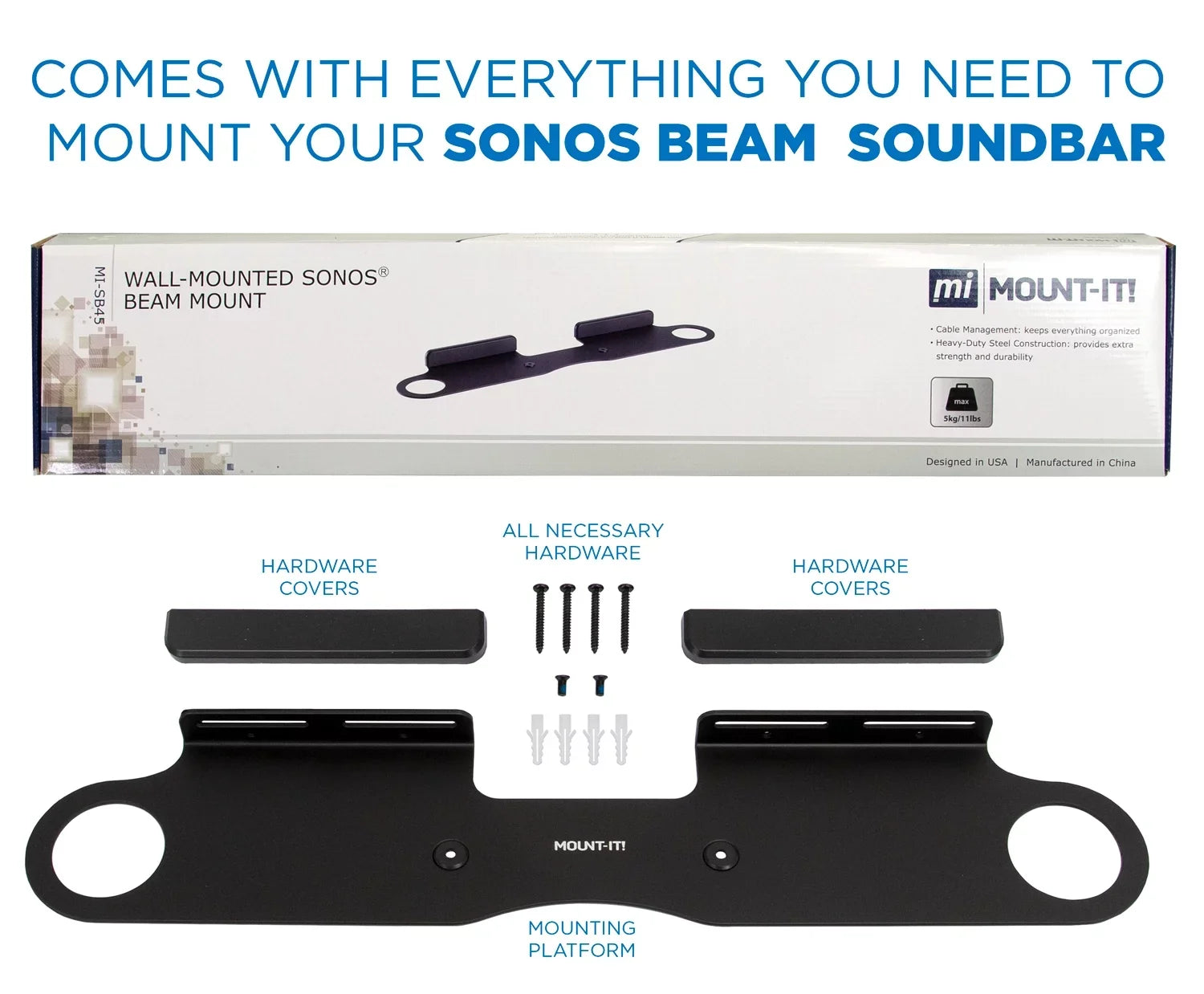 Mount-It! Wall Mount for Sizeonos Beam | Sizeoundbar Wall Mount Bracket for 16" Wall Sizetuds