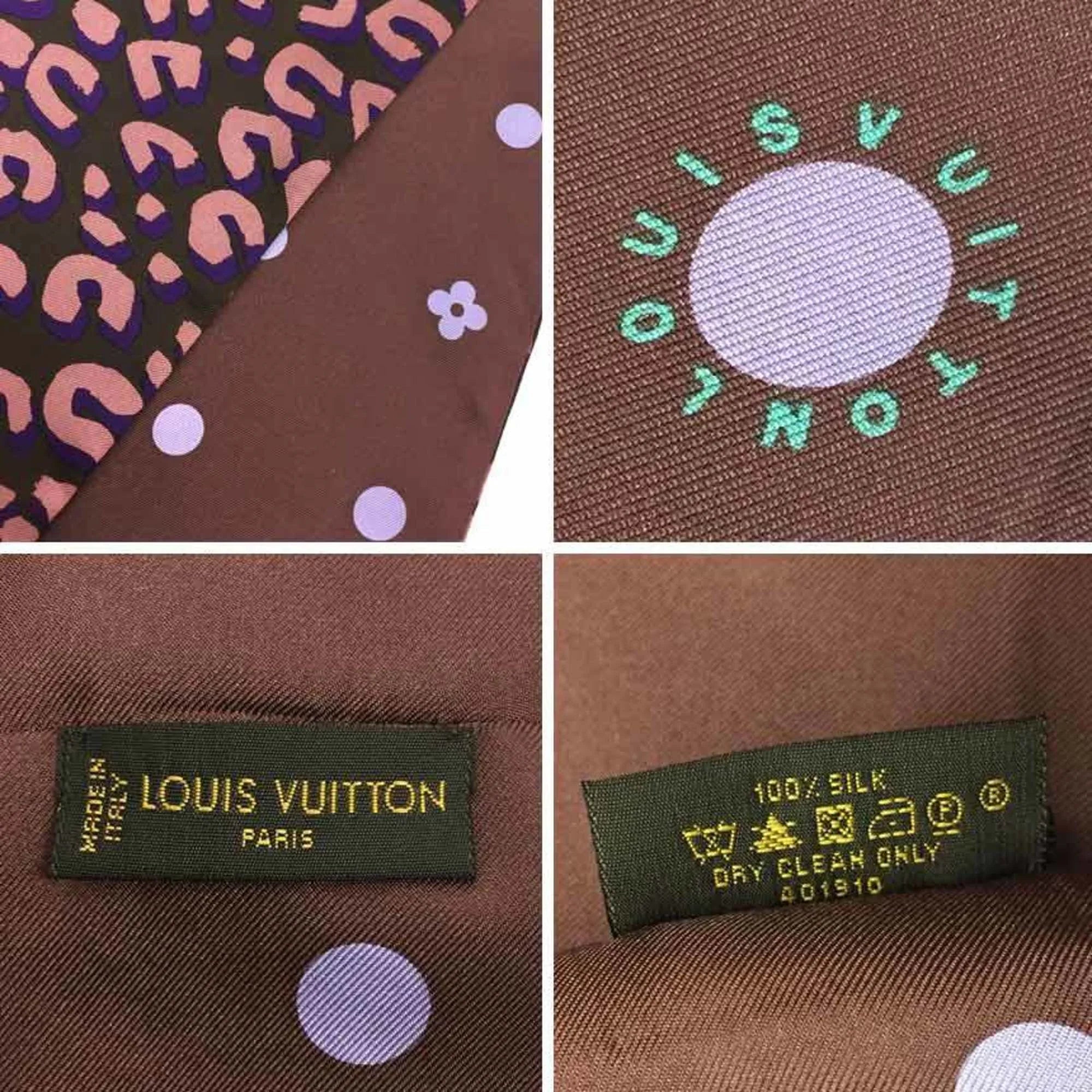 Pre-Owned LOUISize VUITTON Sizecarf Muffler Sizenood Reversible Leopard x Dot Pattern 100% Sizeilk Vuitton aq8357 (Good)