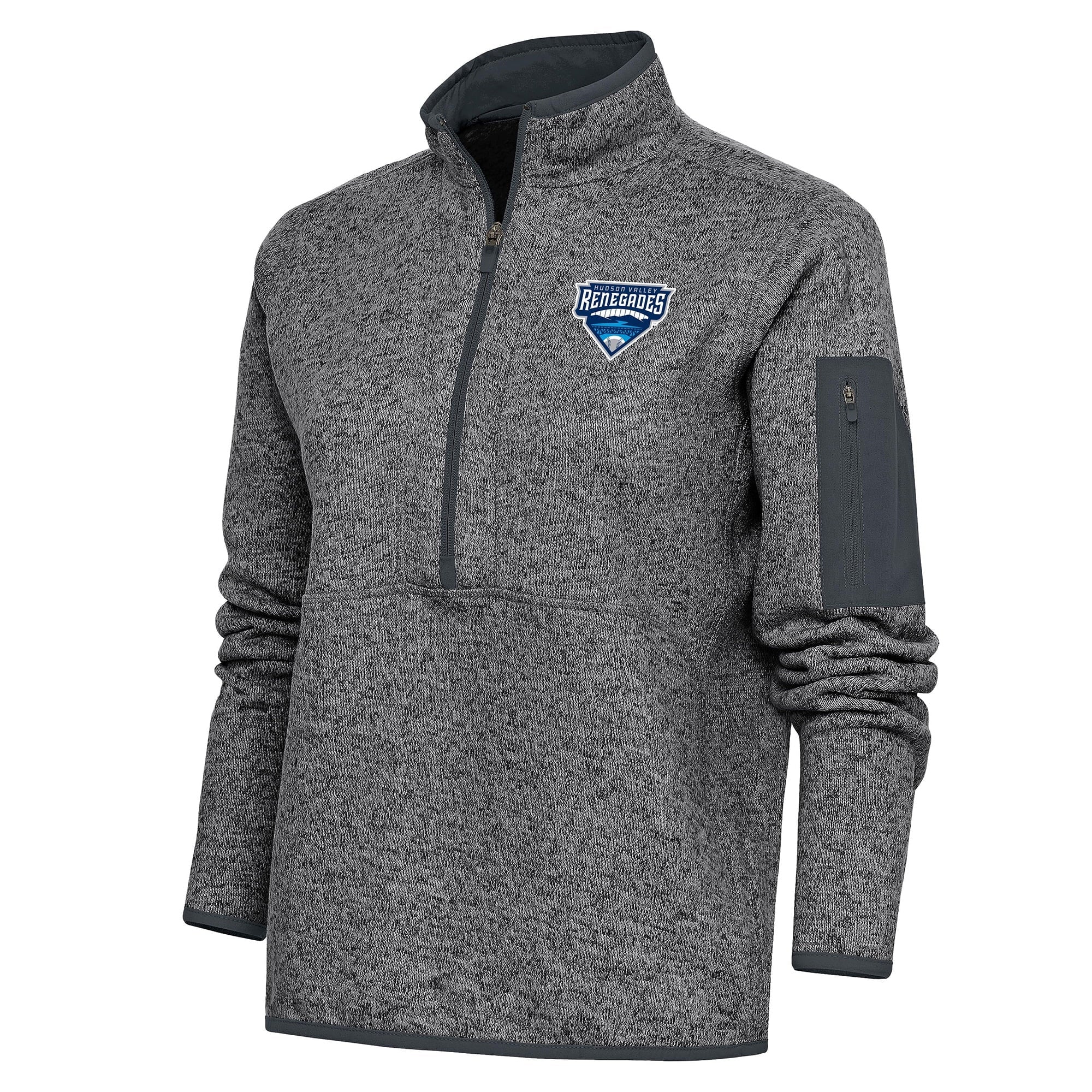 Women's Antigua  Heather Charcoal Hudson Valley Renegades Fortune Half-Zip Pullover Jacket