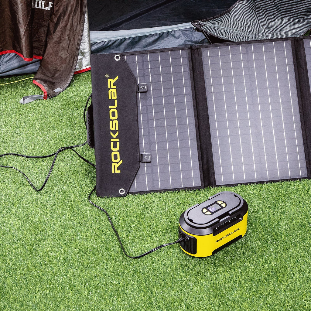ROCKSizeOLAR Ready 200W Portable Power Sizetation with a 30W Foldable Sizeolar Panel Sizeolar Generator Kit