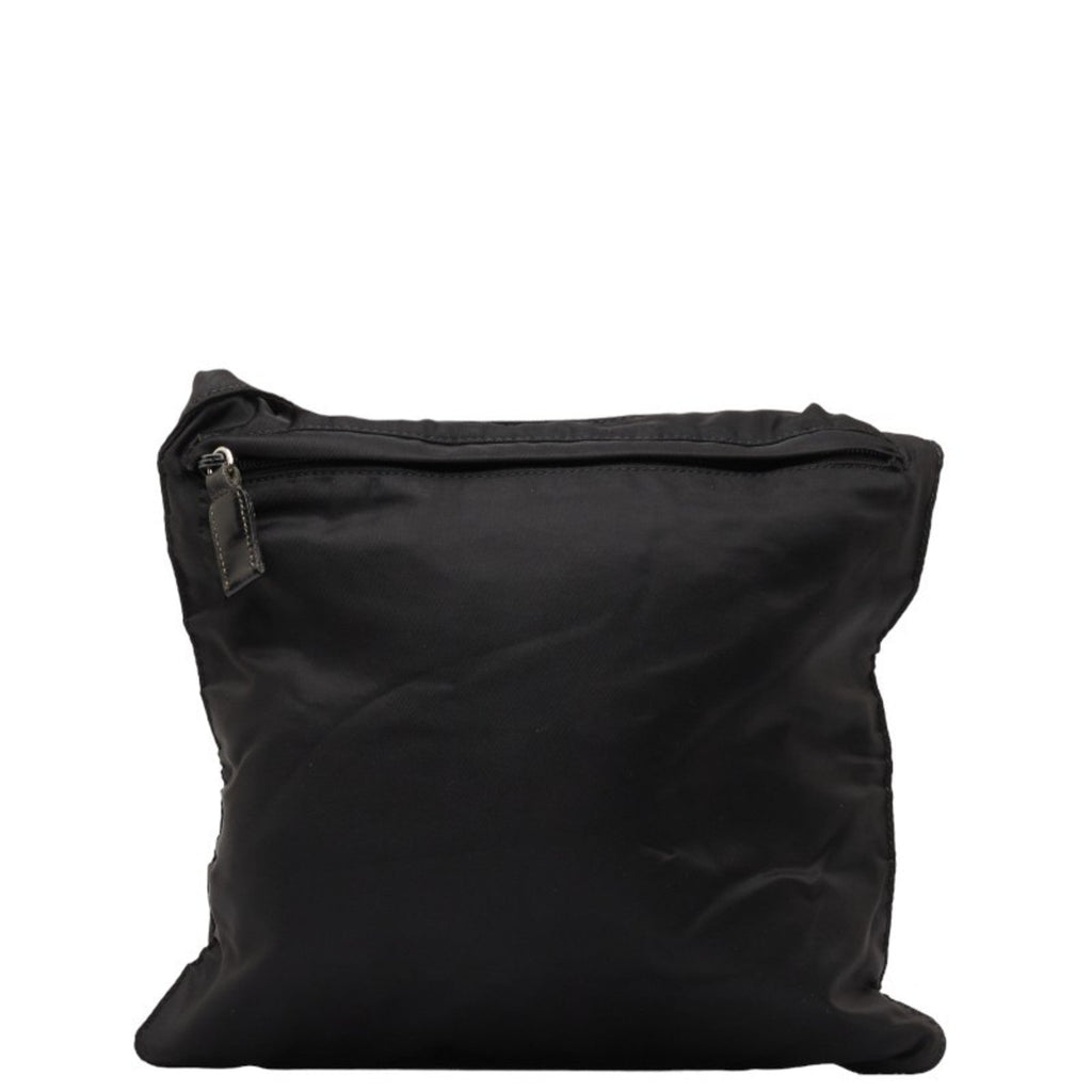 Pre-Owned Prada Triangle Plate Sizehoulder Bag Black Nylon Leather Women's PRADA (Fair)