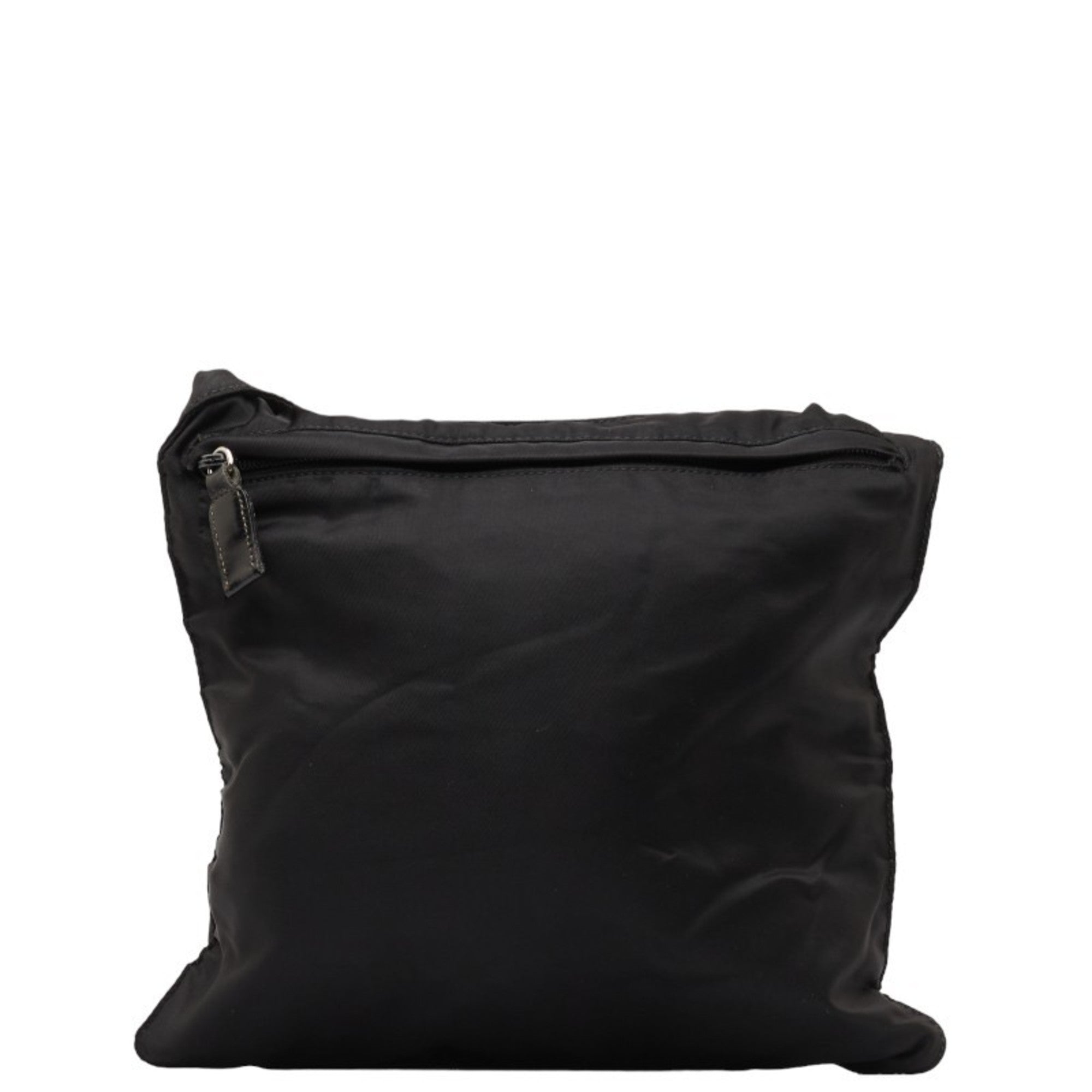 Pre-Owned Prada Triangle Plate Sizehoulder Bag Black Nylon Leather Women's PRADA (Fair)