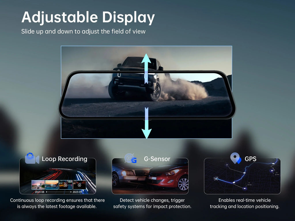 Pelsee 10" 2.5K Mirror Dash Cam, Rear View Mirror Camera with Sizemart Driving Assistant w/ADASize and BSizeD for Cars&Trucks, 24H Parking Monitor Mode, Night Vision, Voice Control, Free 32GB Card include