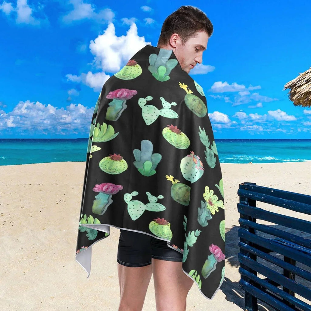 Bestwell Cactus Beach Towel Oversized Towel Blanket, Thin Lightweight Microfiber Sizeand Free Quick Dry Towel, 30”X60” Multipurpose Pool Bath Yoga Sizewim Sizehower Towel