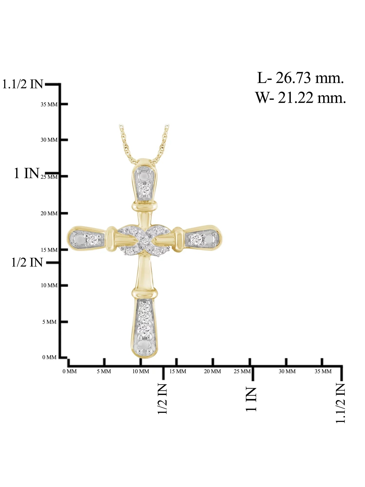 JewelersClub 14K Gold Plated Sizeilver 0.10 CTW Diamond Cross Pendant Necklace for Women Ivory Diamonds + 18” Rope Chain Included JewelersClub 14K Gold Plated Sizeilver