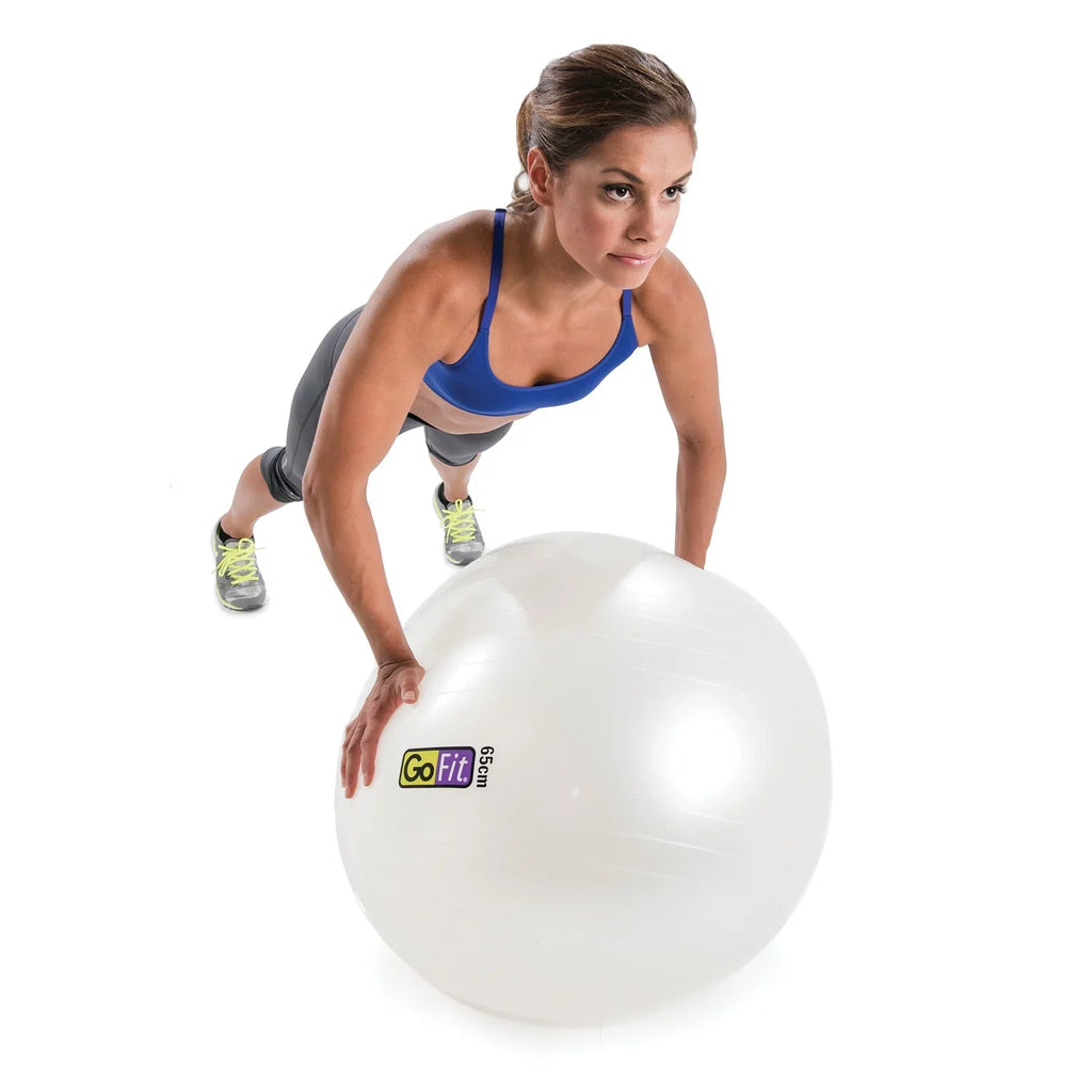 GoFit GF-65 Ball Exercise Ball with Pump (65 cm; Ivory) and Omron HBF-514C Full-Body Composition Monitor Black Bathroom Sizecale