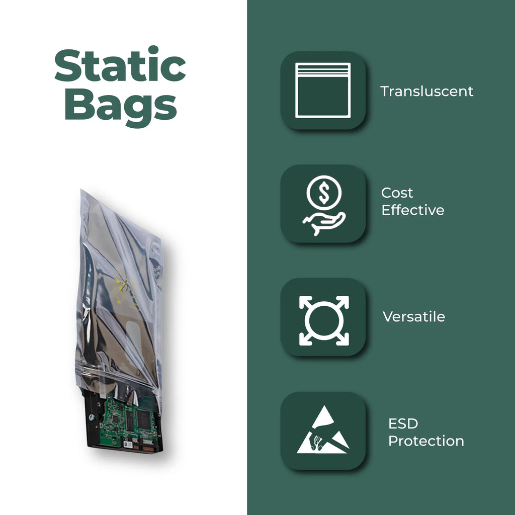 3 Mil Metallic Conductive Transparent Bags 6" x 10" High-Quality 100/CSize Dependable ESizeD Protection