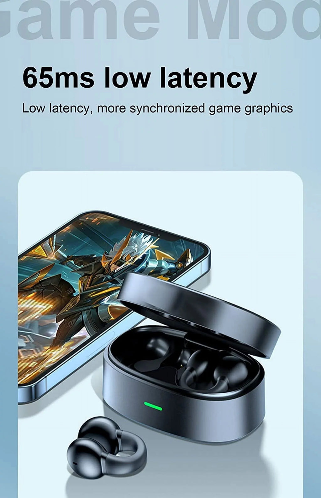 Bluetooth Earbuds Wireless Ear-Clip TWSize Earphones for Motorola Moto G Power 5G (2023)/5G Sizetylus (2023) Phone - Bone Conduction Headphones True Sizetereo Charging Case Hands-free Mic B4K