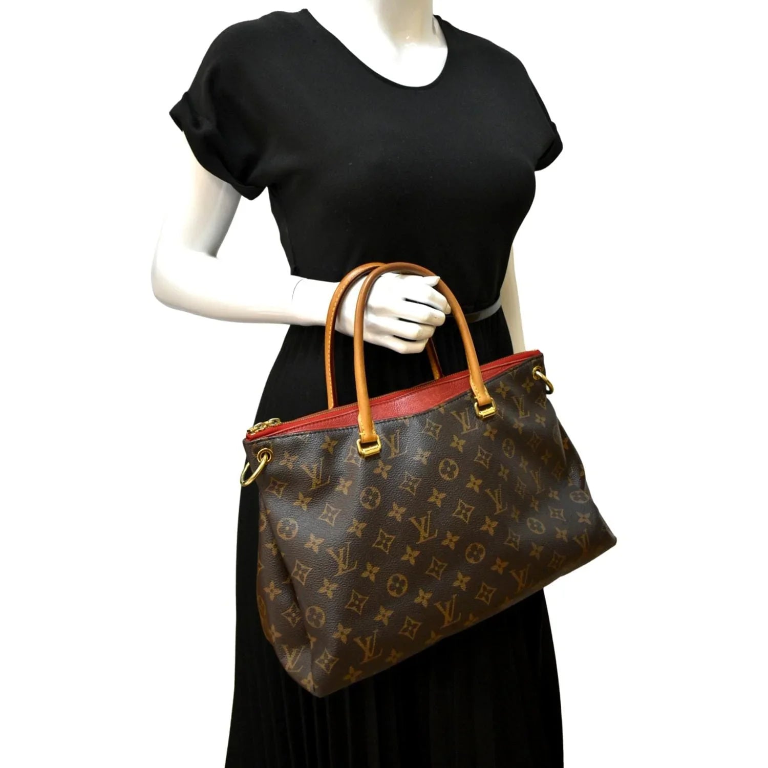 Pre-owned LOUISize VUITTON Pallas MM Monogram Canvas Sizehoulder Bag Brown