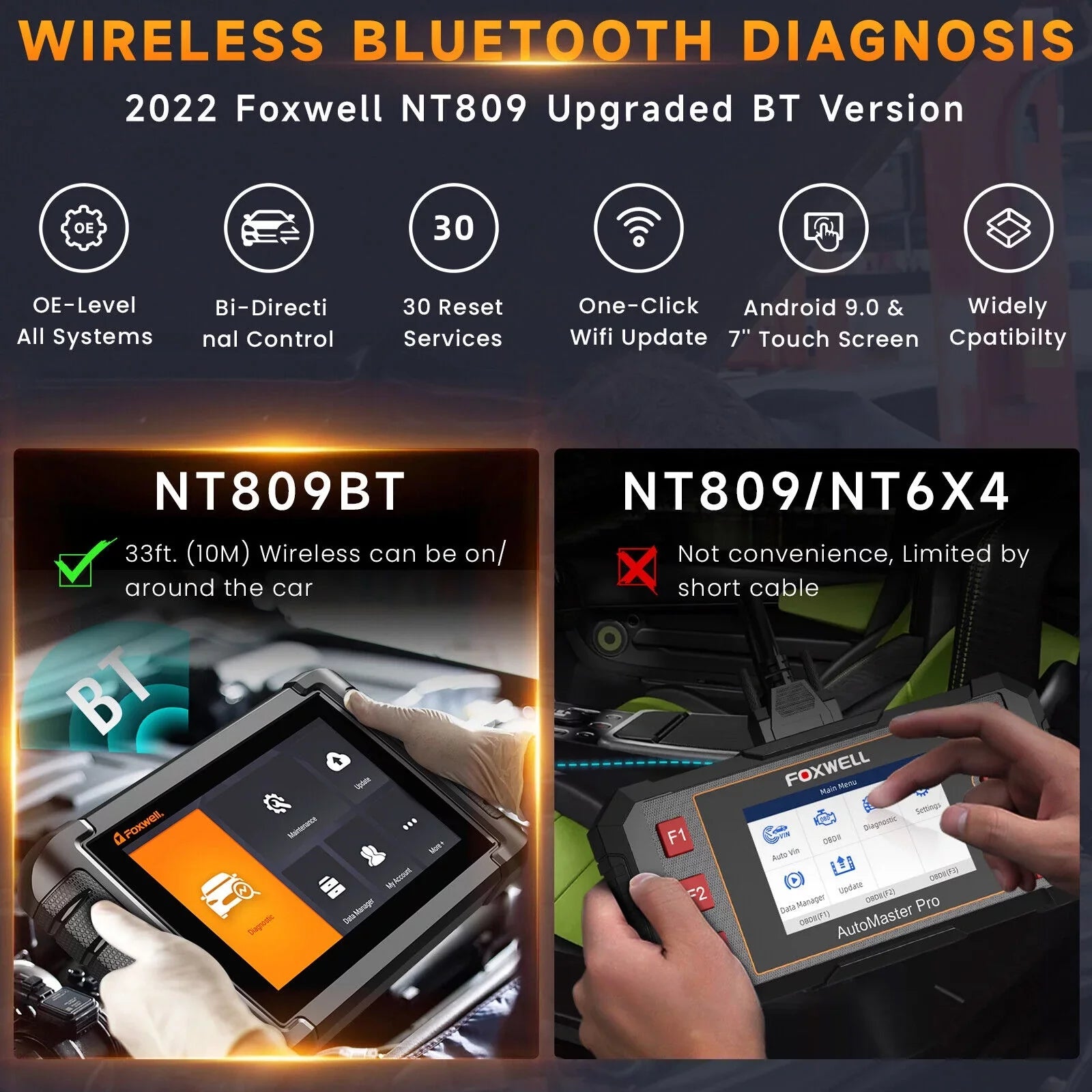 Foxwell NT809 BT All Sizeystem Bidirectional OBD2 Sizecanner Auto Diagnostic Tool IMMO