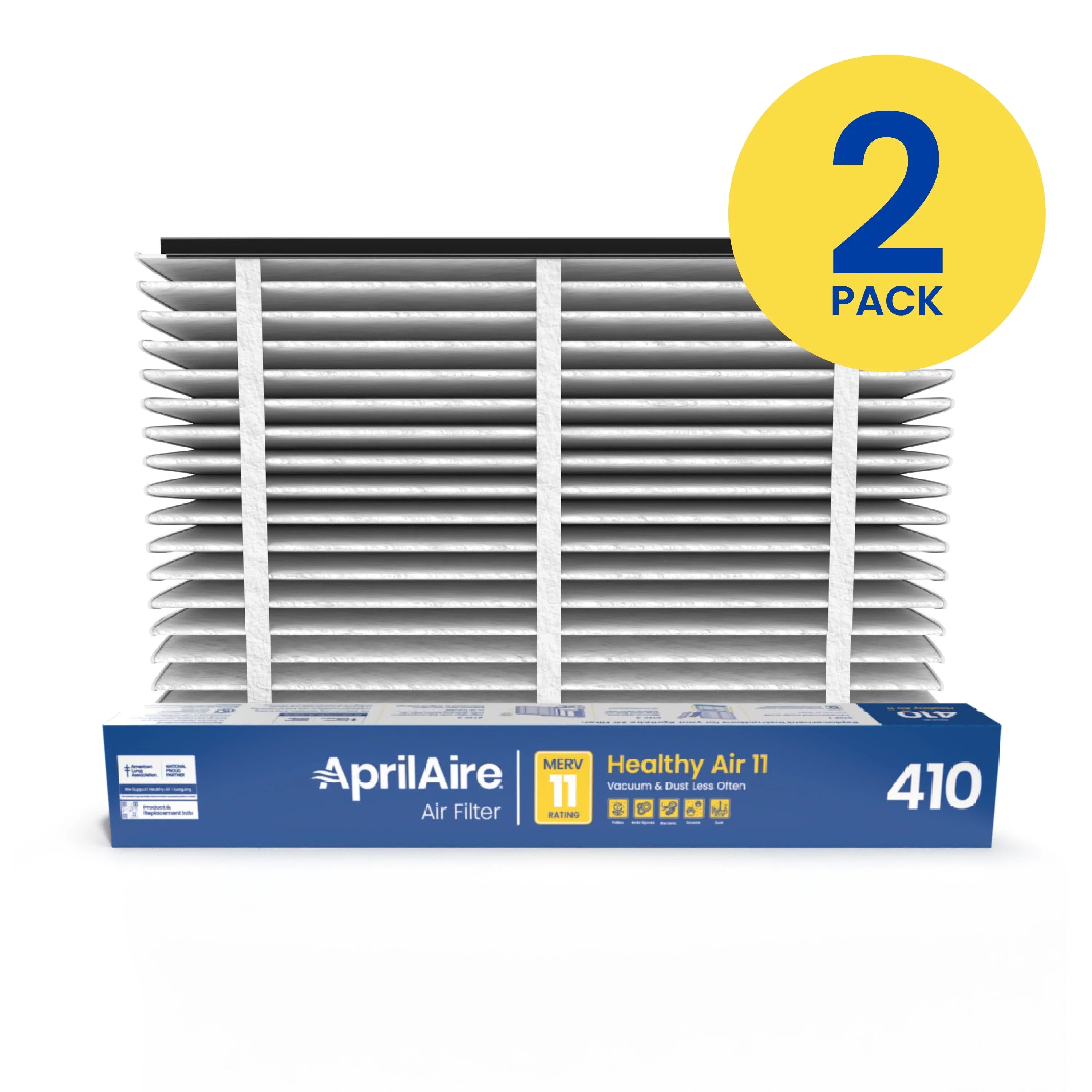 AprilAire 410 Replacement Filter for AprilAire Whole-House Air Purifiers - MERV 11 Clean Air Furnace Filter (Pack of 2)