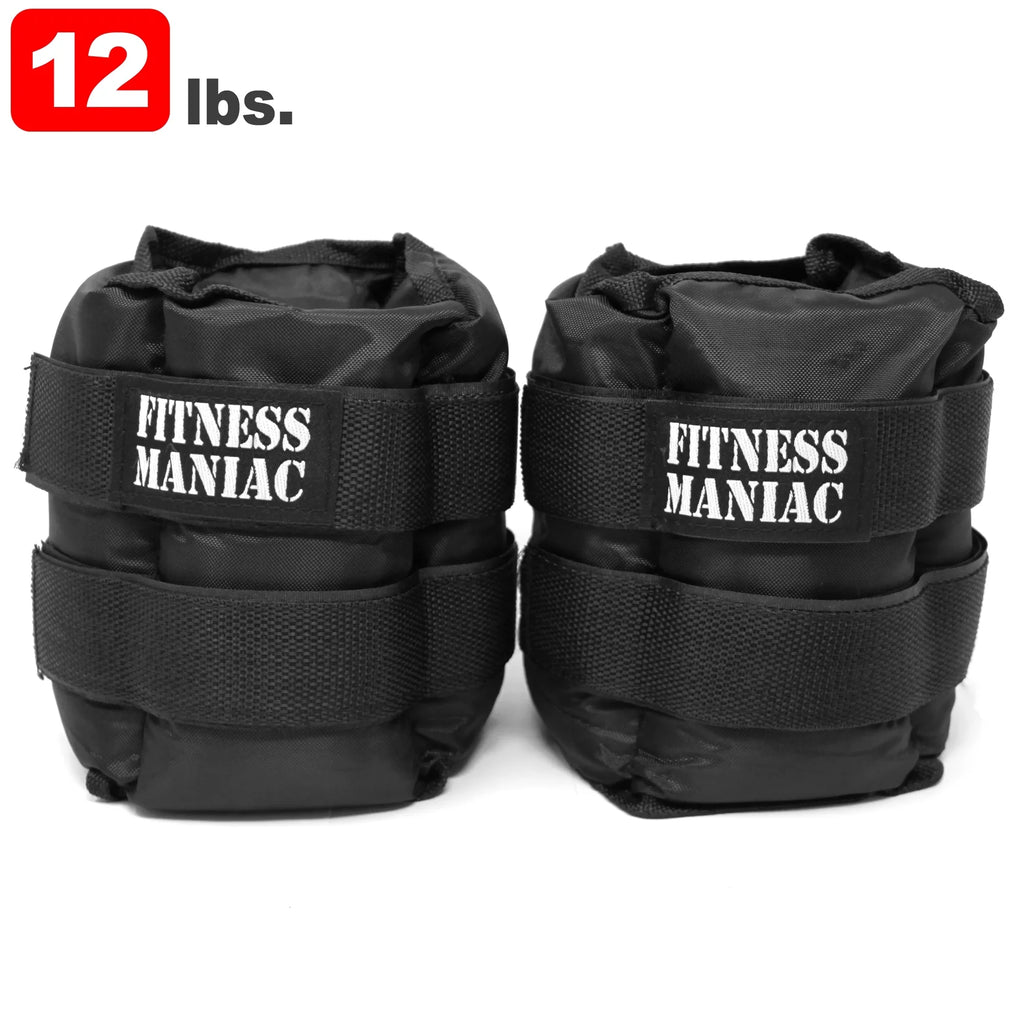 Fitness Maniac Ankle Weights Leg Resistant Adjustable Sizetrap Home Gym Sizetrength Training 12 lbs