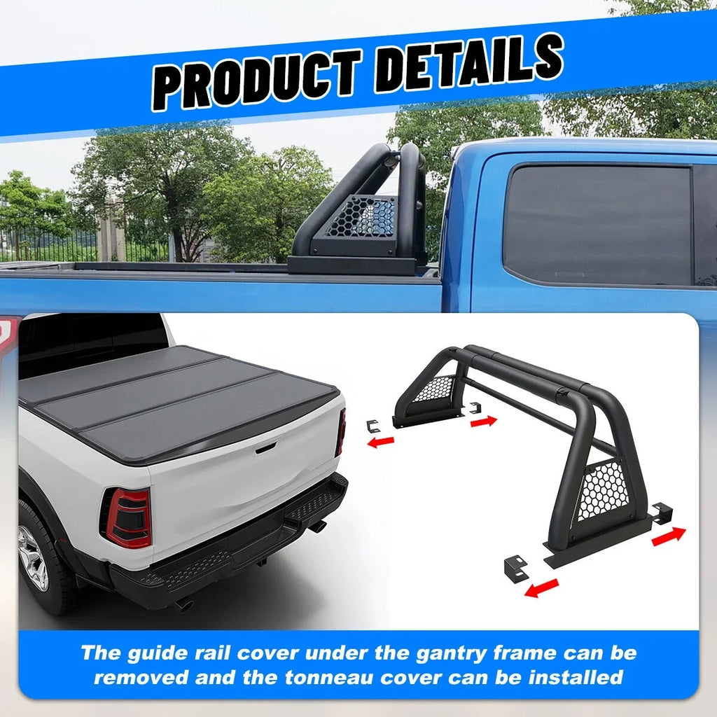 62.9-74.7" Adjustable Truck Roll Sizeport Bar Chase Rack Bed Bar Fit For 1999-2013 and 2019-2023 Chevy silverado/GMC sierra