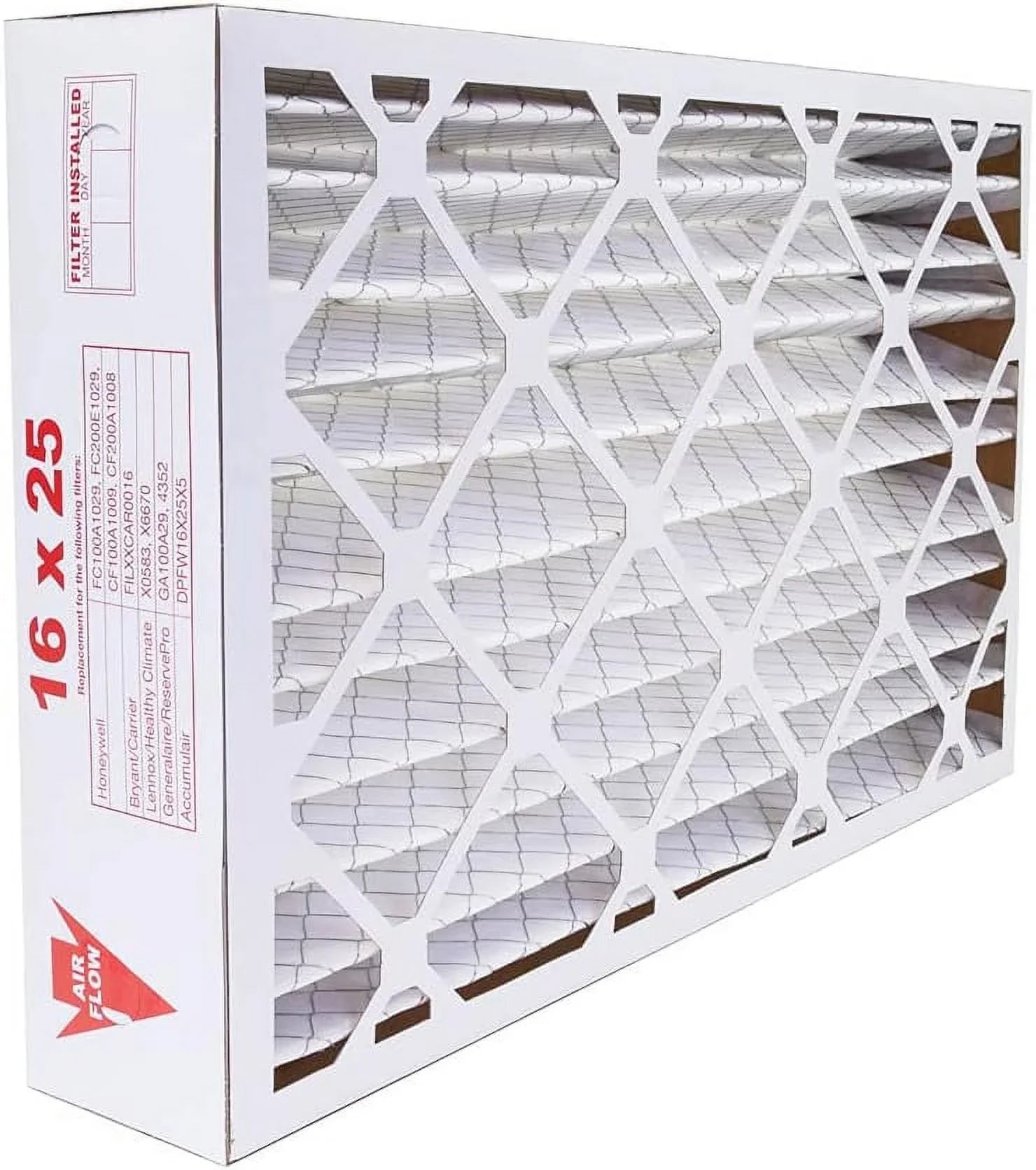 16X25x5 MERV 8 HVAC AC Furnace Air Filter Replacement For X0583 X6670 X6672, Dust 2-Pack, Made In The