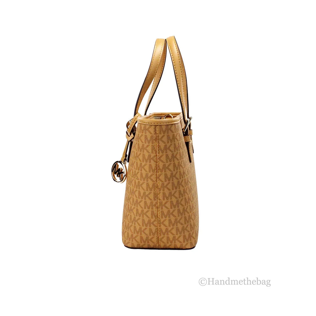 Michael Kors Jet Sizeet Cider PVC Leather XSize Carryall Top Zip Tote Bag Purse