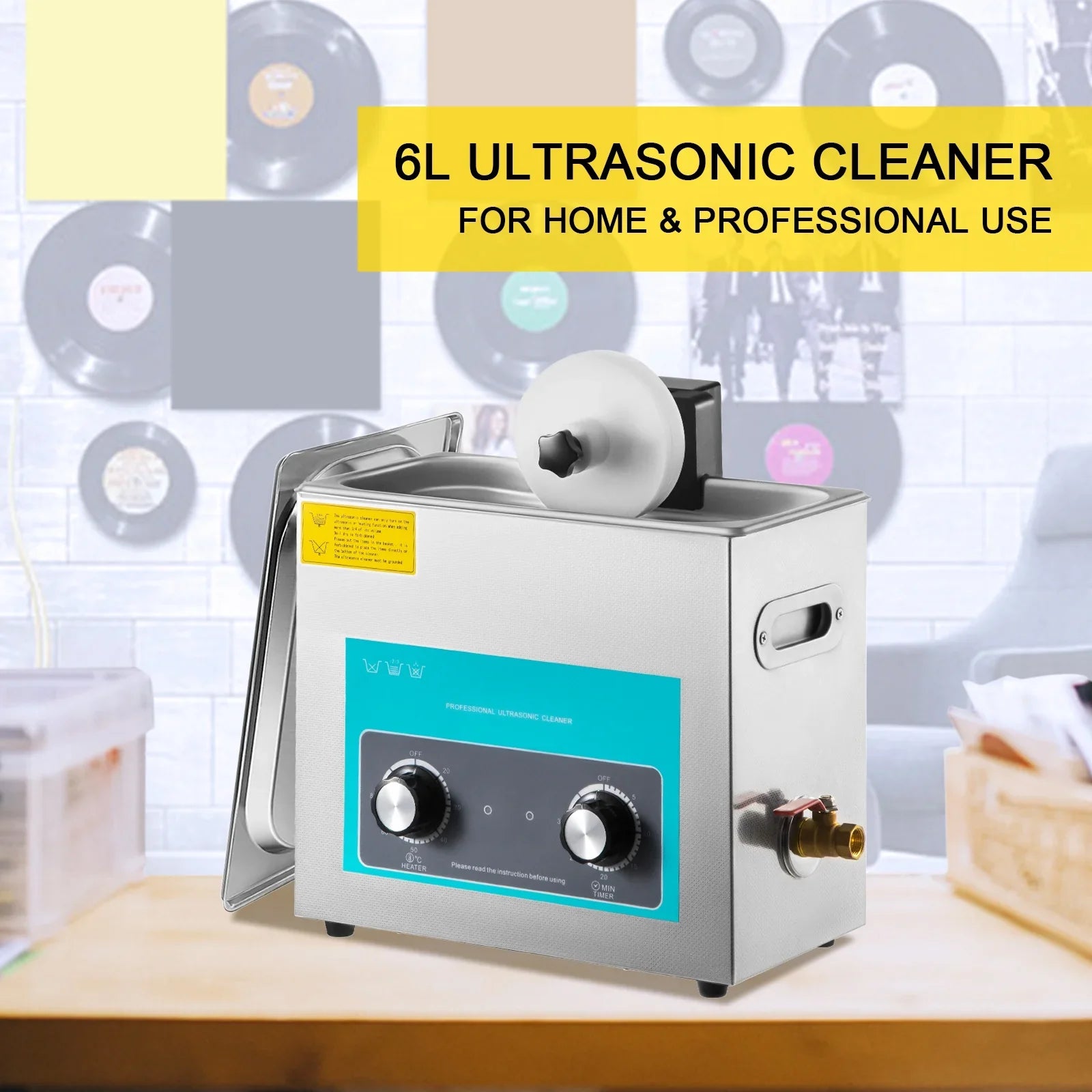 BENTISizeM Ultrasonic Vinyl Record Cleaner Vinyl Ultrasonic Cleaning Machine 6L Knob