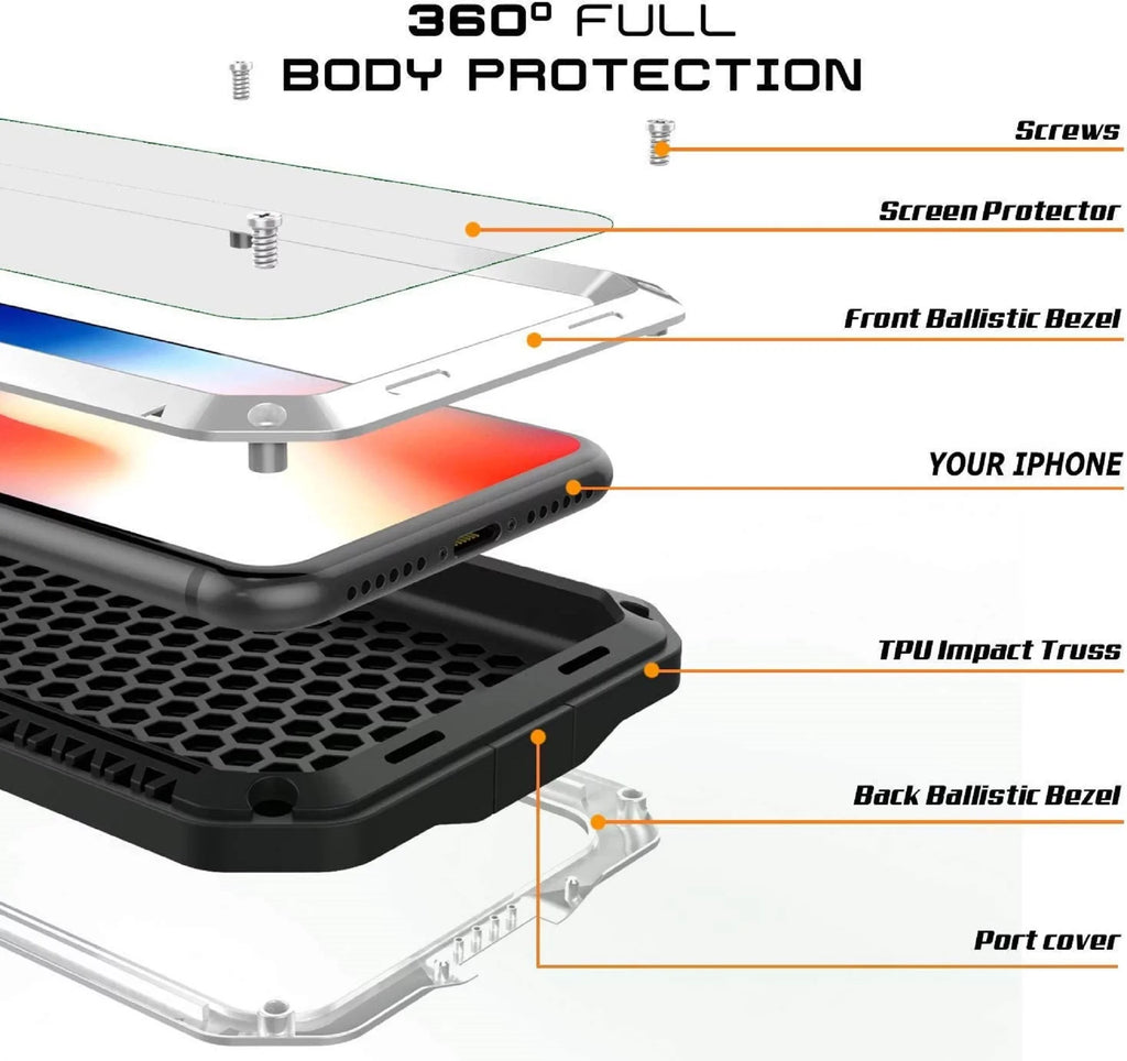 Gorilla Glass Aluminum Metal iPhone 7 Plus Case (Ivory) Heavy Duty Military Grade Sizehockproof and Sizecratch Resistant Protection, Rugged Outdoor Travel