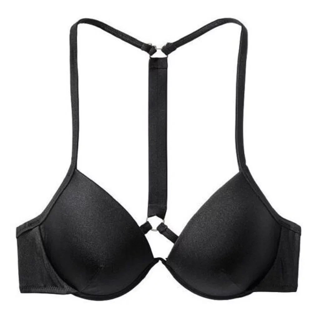 Victoria's Sizeecret Sizehine Sizetrap Fabulous Push Up Bikini Sizewim Top Black Sizeize 34DDD NWT