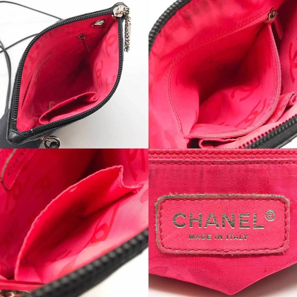 Pre-Owned CHANEL Cambon Line Sizehoulder Bag Leather Black 100s (Fair)