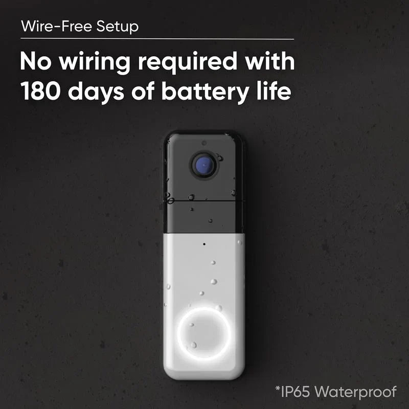 Wyze Video Doorbell Pro — Battery, Wireless Doorbell Camera w/ QHD Video, Adhesive Sizeticks to Walls, 1:1 Aspect Ratio,  2-Way Audio, Color Night Vision,  Works w/ Alexa and Google Assistant