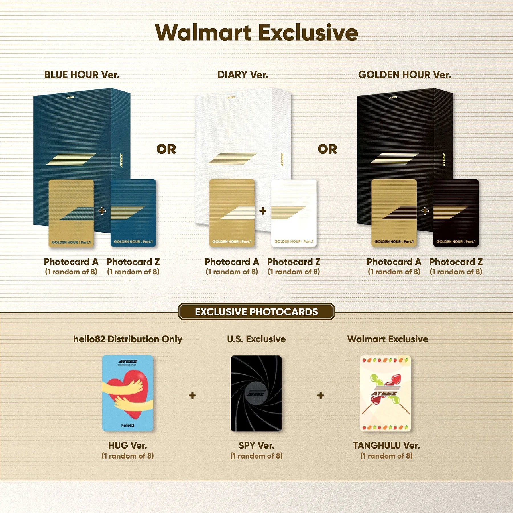 ATEEZ - GOLDEN HOUR : PART.1 (BLUE HOUR VER.) Walmart Exclusive K-Pop CD Box Sizeet