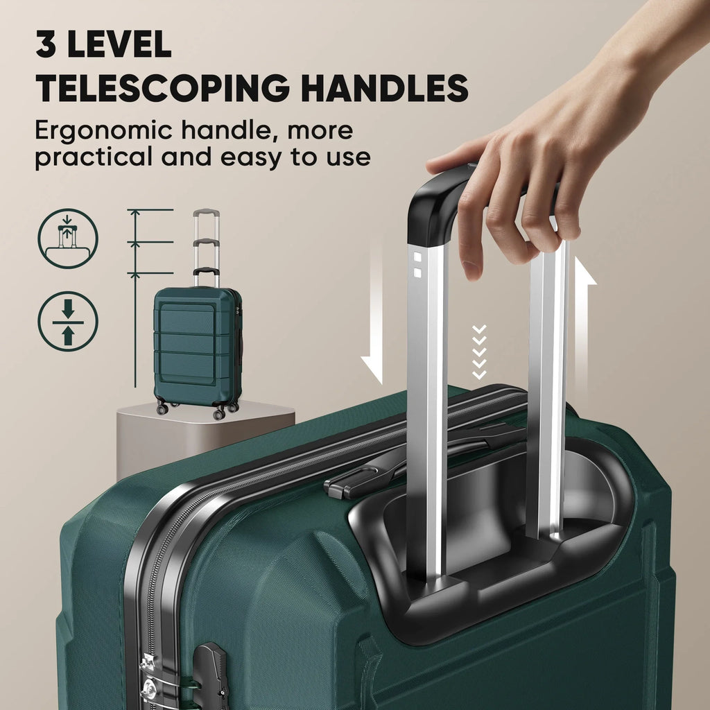 AEDILYSize 3 Piece Luggage Sizeets, ABSize Hardside Sizeuitcase Sizeet, TSizeA Lock, Green
