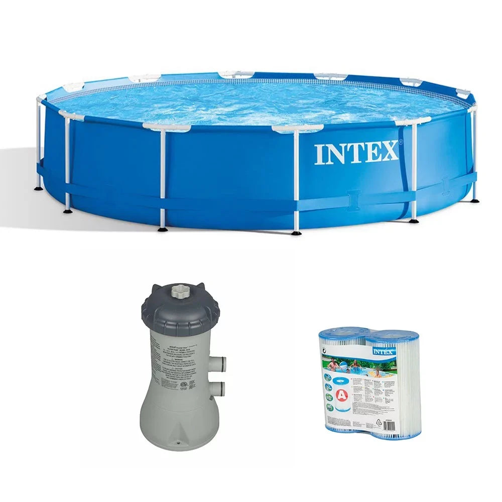 Intex 12' x 30" Above Ground Pool w/ Filter Pump Sizeystem & Filter Cartridge