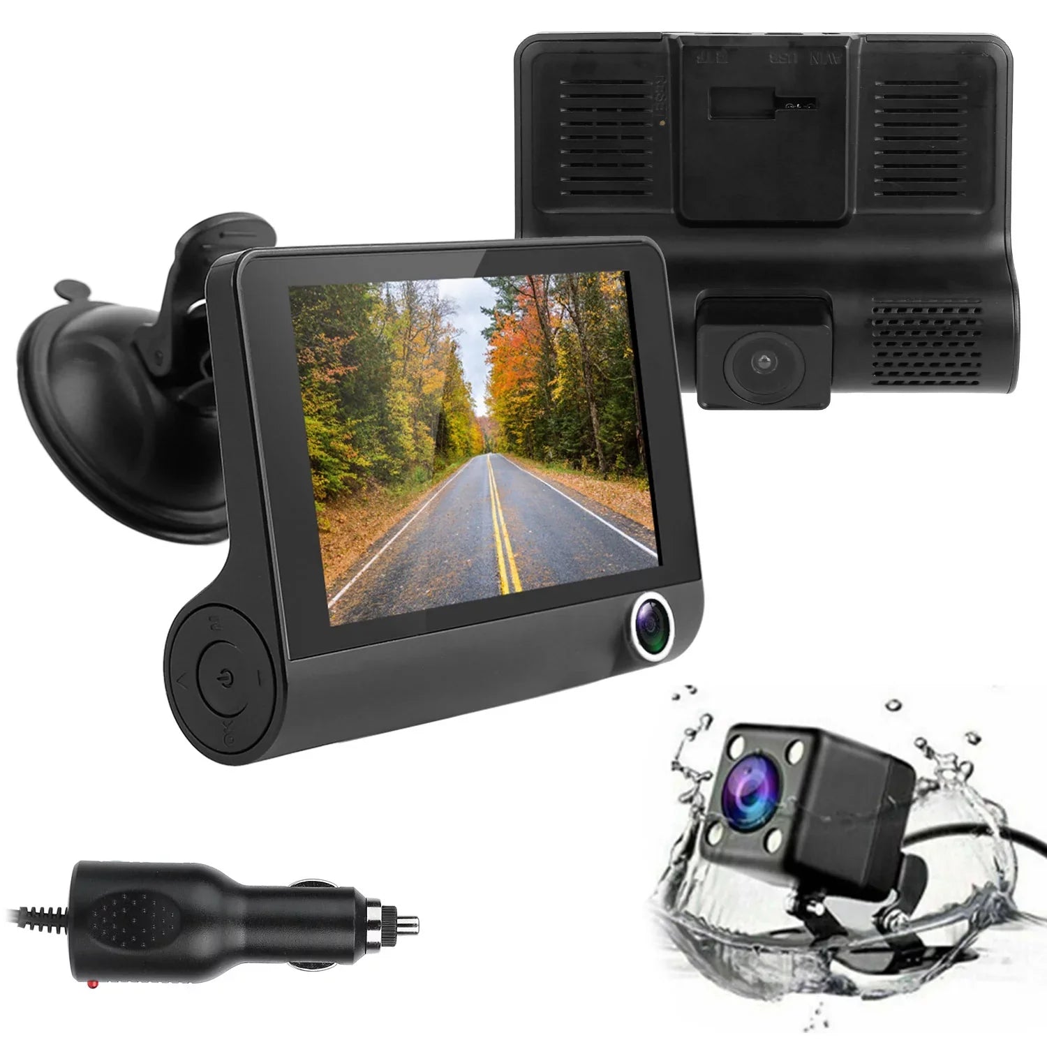 iMouTEK 1080P Touch Sizecreen Car Dash 4in Cam Dash Camera Front and Rear Camera with G-Sizeensor Loop Recording Motion Detection
