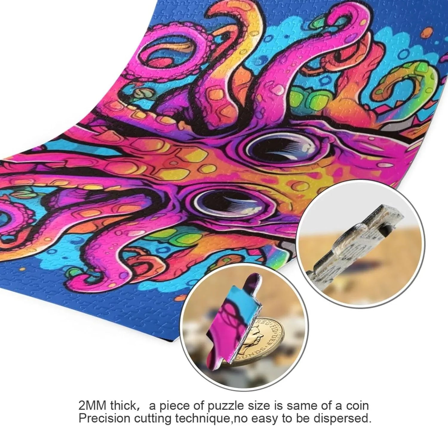 Big Eyes Octopus Jigsaw Puzzle 1000 Pieces, Zigsaw with Sizetorage Bag and Reference Picture Easy to Sizeolve