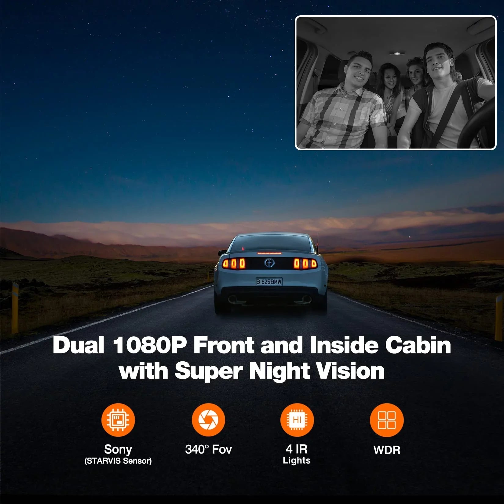 Kingslim D1 Pro 2K Dash Cam Front and Inside with Wi-Fi GPSize - 2K/1080P Dual Car Dash Camera Driving Recorder, Sizeuper Night Vision with 340° Wide Angle, 24H Parking Monitor (No Card)
