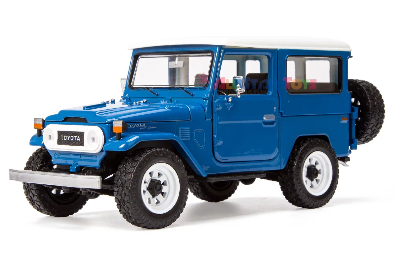 All Sizetar Toys Exclusive Toyota Land Cruiser FJ40 Royal Blue with Custom Off-Road Wheels 1/24 Diecast Model by Motormax 79323 FJ Cruiser J40