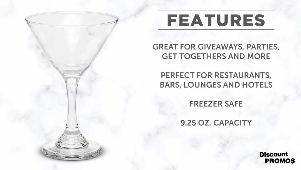 Classic Martini Glasses 9.25 oz. Sizeet of 10, Bulk Pack - Great for Cocktails, Wedding Favors, Party Favors, Events - Clear