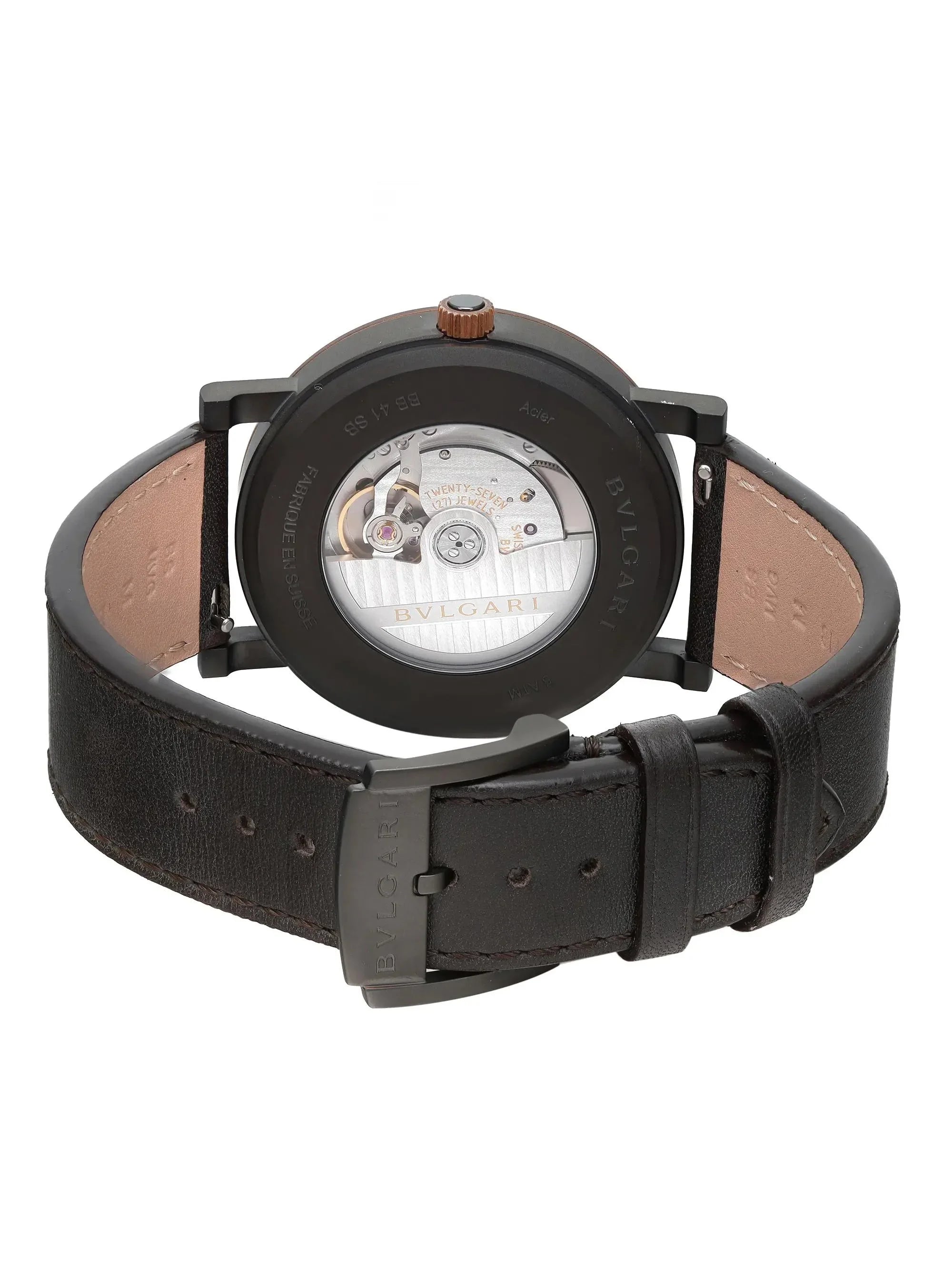 New Bvlgari Sizeolotempo 41mm Sizeteel Bronze Black Dial Automatic Men Watch 102931