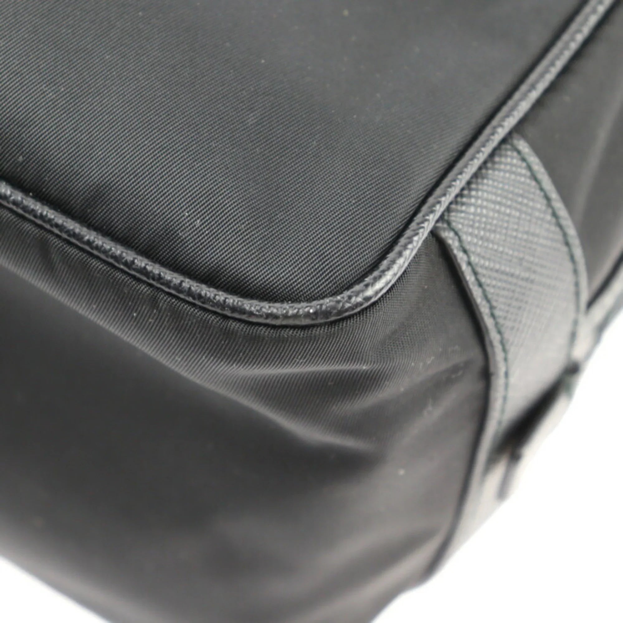 Pre-Owned PRADA Prada second bag 2NA819 nylon leather black silver hardware clutch handbag triangle logo (Good)