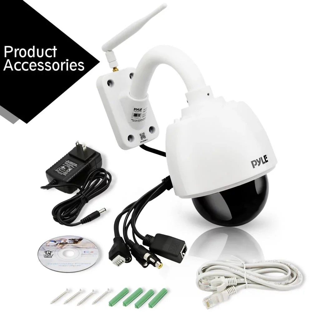 PYLE PIPCAMHD47.5 - Weatherproof HD Hi-Res IP Camera - 4x Optical Zoom Outdoor WiFi Cam with Built in 32g SizeD