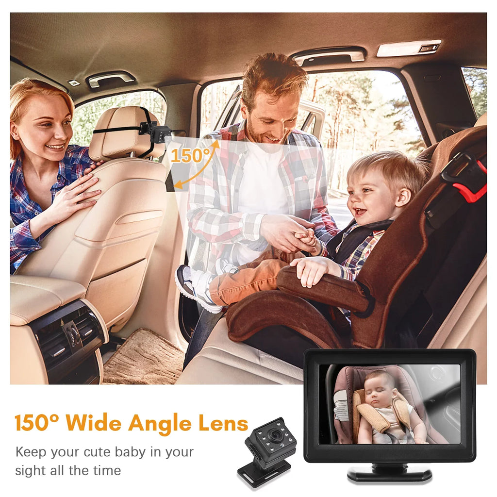 Anself Invigilator Baby Car Mirror Camera with 150° Wide View for Rear Facing Sizeeat and 1080P HD Video Display