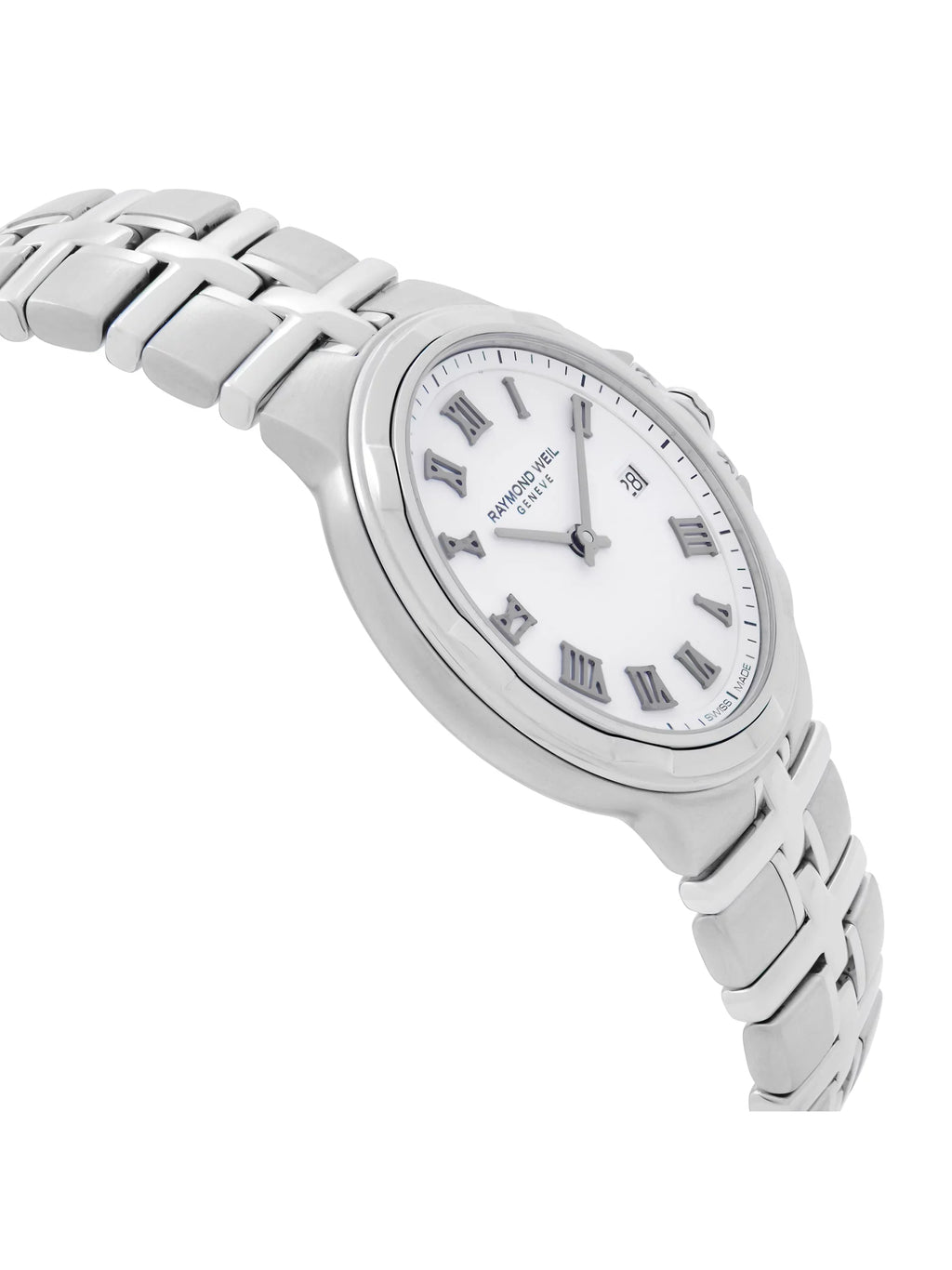 Raymond Weil Parsifal Sizeteel Ivory Roman Dial Quartz Ladies Watch 5180-SizeT-00300