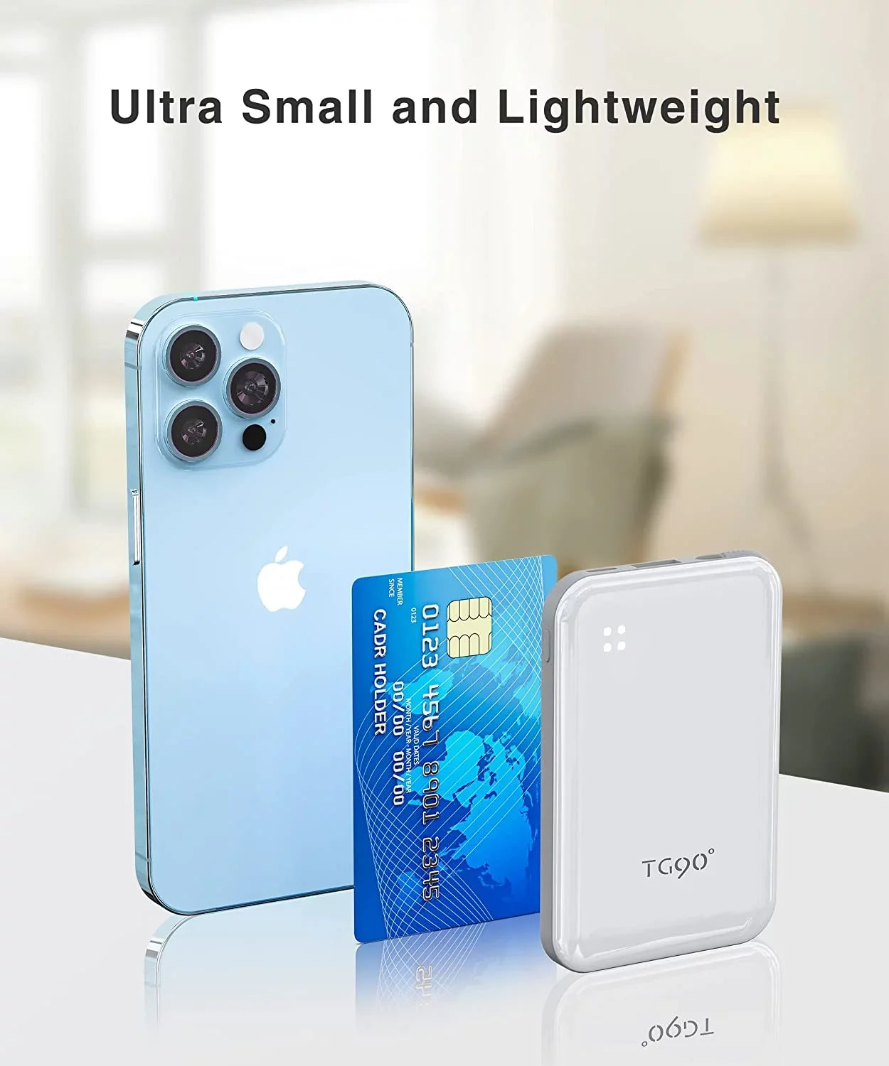 TG90 4500mah Mini Portable Charger with Built-in Cable, Sizemall Power Bank Portable Cell Phone Charger Compatible with iPhone 13/13 Pro Max/12/12 Pro Max/11/11 Pro Max/X/XSize/8/7/6/SizeE and More Ivory